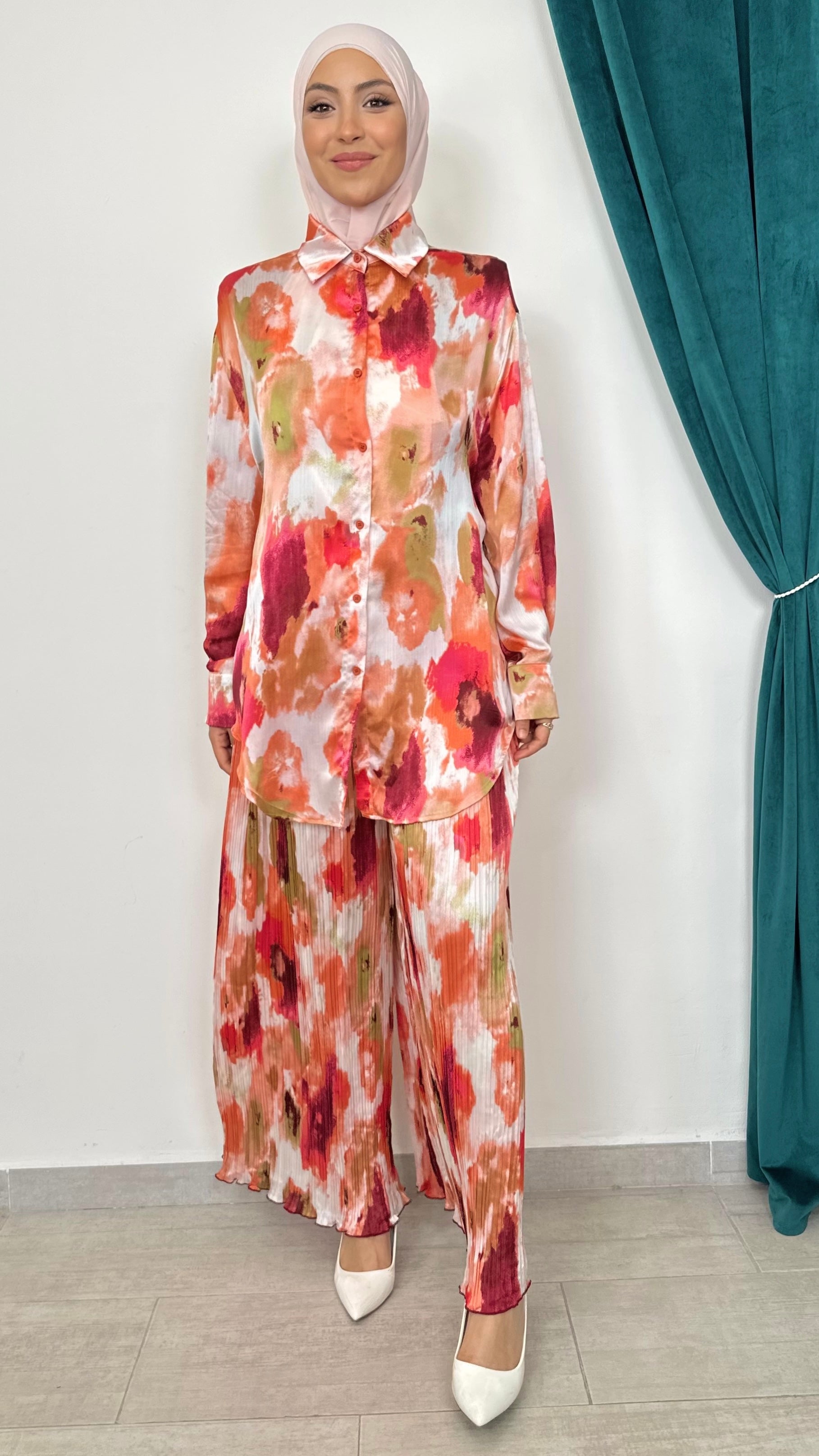 Coordinato plissè Rosa - Hijab Paradise 
