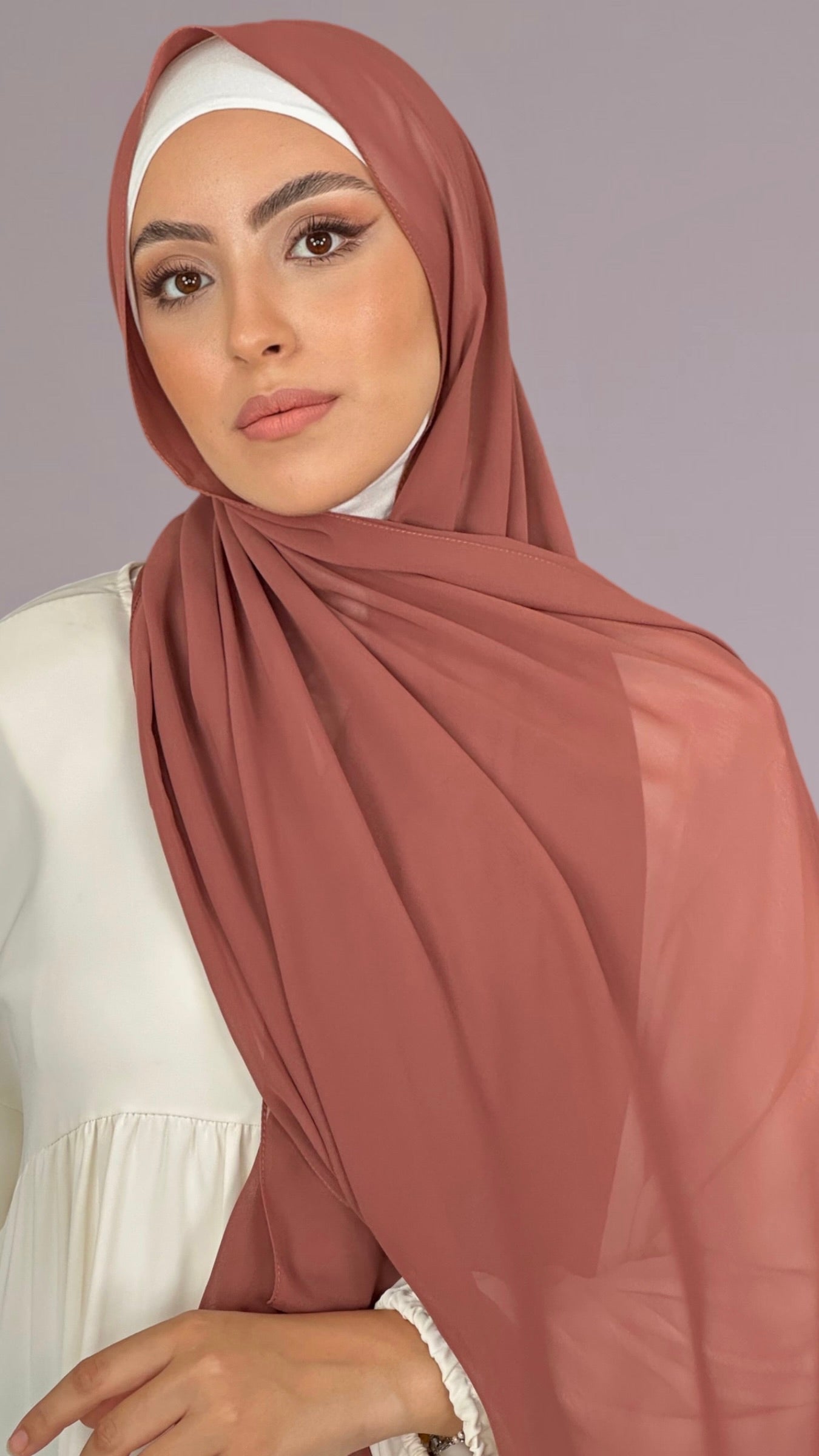 Hijab, chador, velo, turbante, foulard, copricapo, musulmano, islamico, sciarpa,  trasparente, chiffon crepe Cyprus Amber