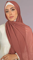 Cargar la imagen en la vista de la galería, Hijab, chador, velo, turbante, foulard, copricapo, musulmano, islamico, sciarpa,  trasparente, chiffon crepe Cyprus Amber
