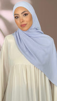 Load image into Gallery viewer, Striped Hijab - Hijab Paradise -Hijab Pronto da mettere - hijab rigato - elastico dietro - donna musulmana - foulard -copricapo- abaya palloncino - sorriso -azzurro 
