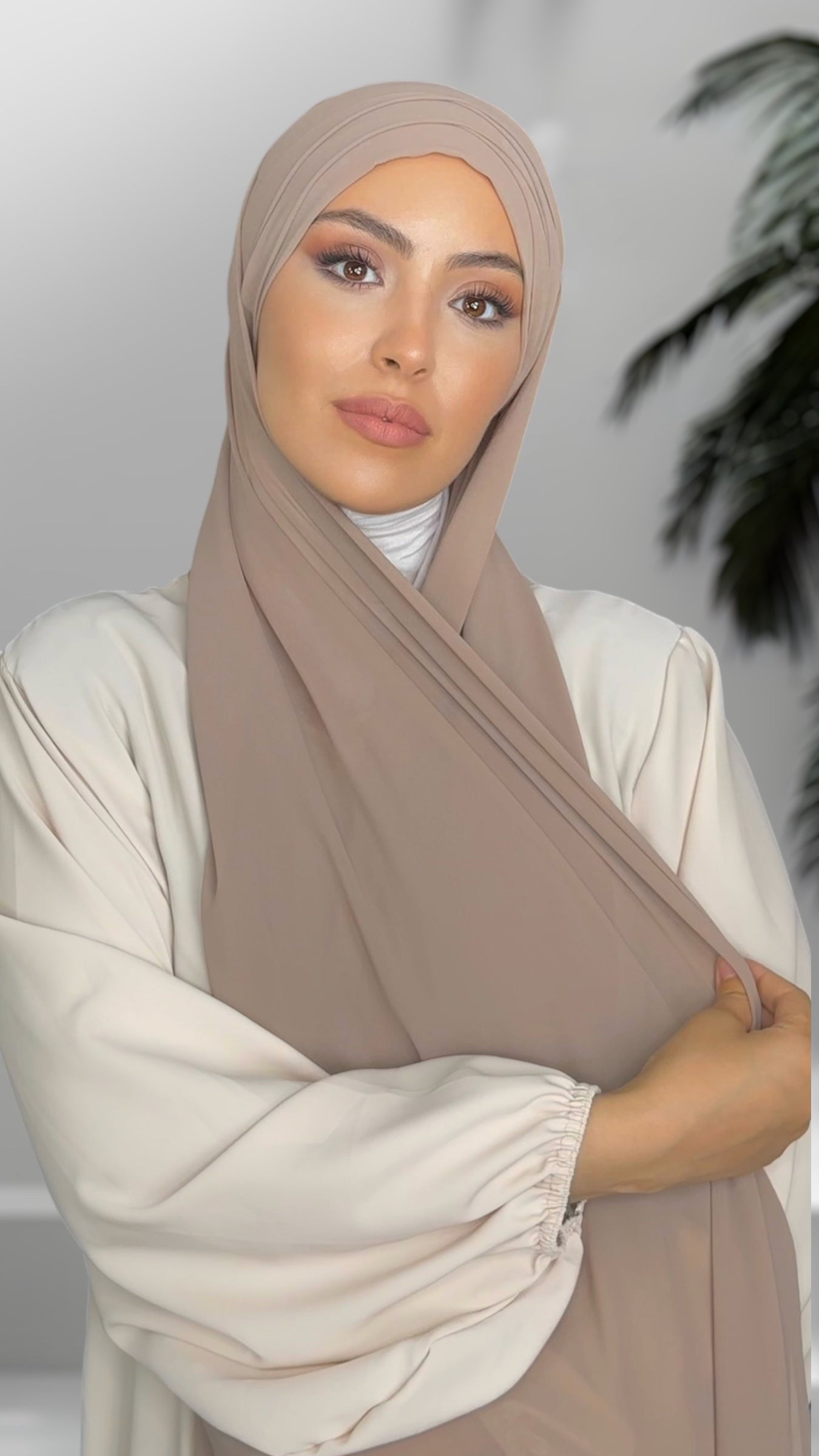 Quick hijab ghiaia - Hijab- foulard-pronto da mettere- cuffia in viscosa- ghiaia-  incrociato- hijab paradise