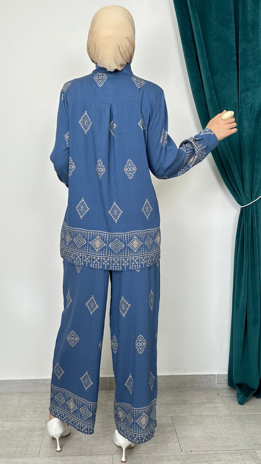Embroidered Set Ciano