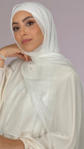 Cargar la imagen en la vista de la galería, Hijab, chador, velo, turbante, foulard, copricapo, musulmano, islamico, sciarpa,  trasparente, chiffon crepe Bianco Panna
