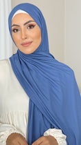 Cargar la imagen en la vista de la galería, Hijab, chador, velo, turbante, foulard, copricapo, musulmano, islamico, sciarpa, Hijab Jersey Blu
