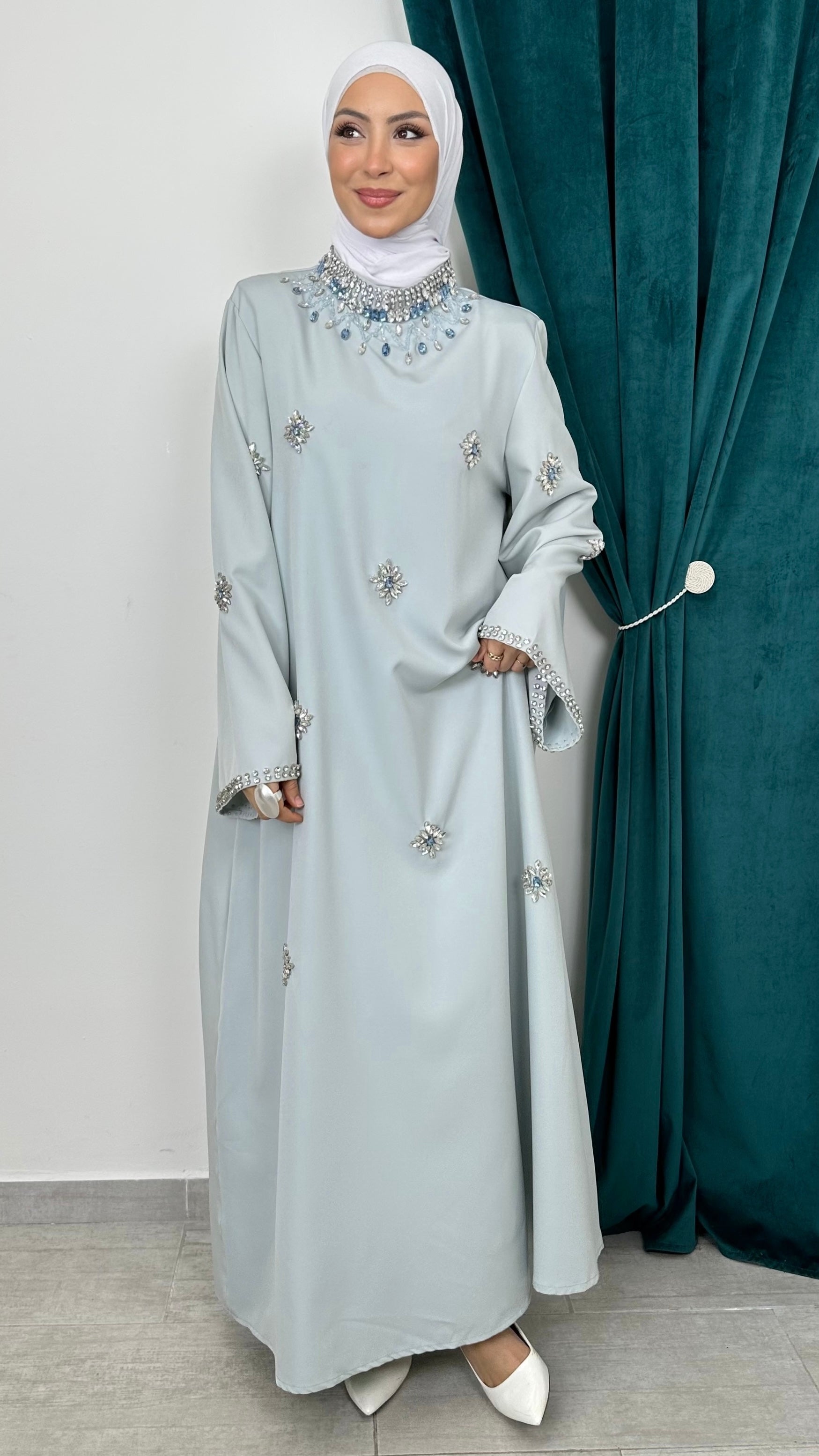 Abaya Imperial Frozen Blue - Hijab Paradise 