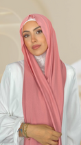 Carica l'immagine nel visualizzatore della galleria, Hijab Jersey Rosa Chiaro- orlo Flatlock
