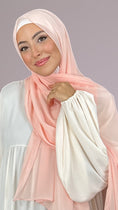 Carica l'immagine nel visualizzatore della galleria, Hijab, chador, velo, turbante, foulard, copricapo, musulmano, islamico, sciarpa,  trasparente, chiffon crepe Rosa baby
