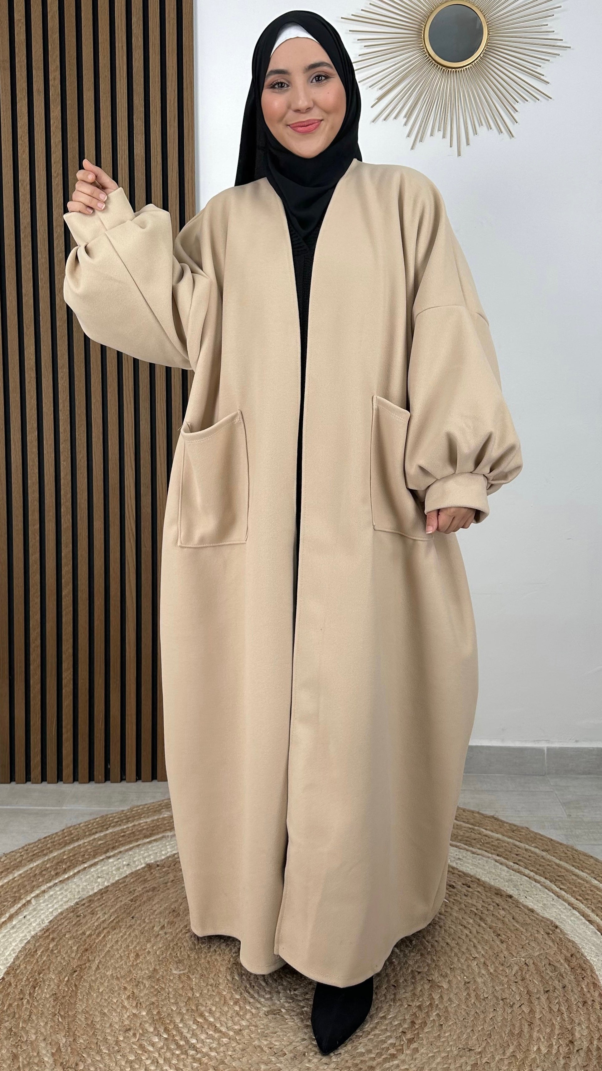 Cappotto Coat Manica a Sbuffo Beige -hijab paradise-donna musulmana - donna - hijab - tasche - maniche larghe 