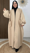 Carica l'immagine nel visualizzatore della galleria, Cappotto Coat Manica a Sbuffo Beige -hijab paradise-donna musulmana - donna - hijab - tasche - maniche larghe 
