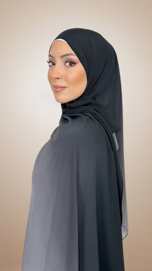 Ombre Flow Hijab BlackToGrey
