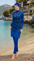 Load image into Gallery viewer, Burkini Mayssa Geometric blue - Hijab Paradise 
