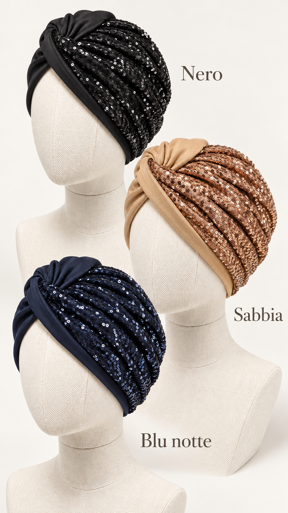 Turbante Riflessi – Intreccio e Paillettes