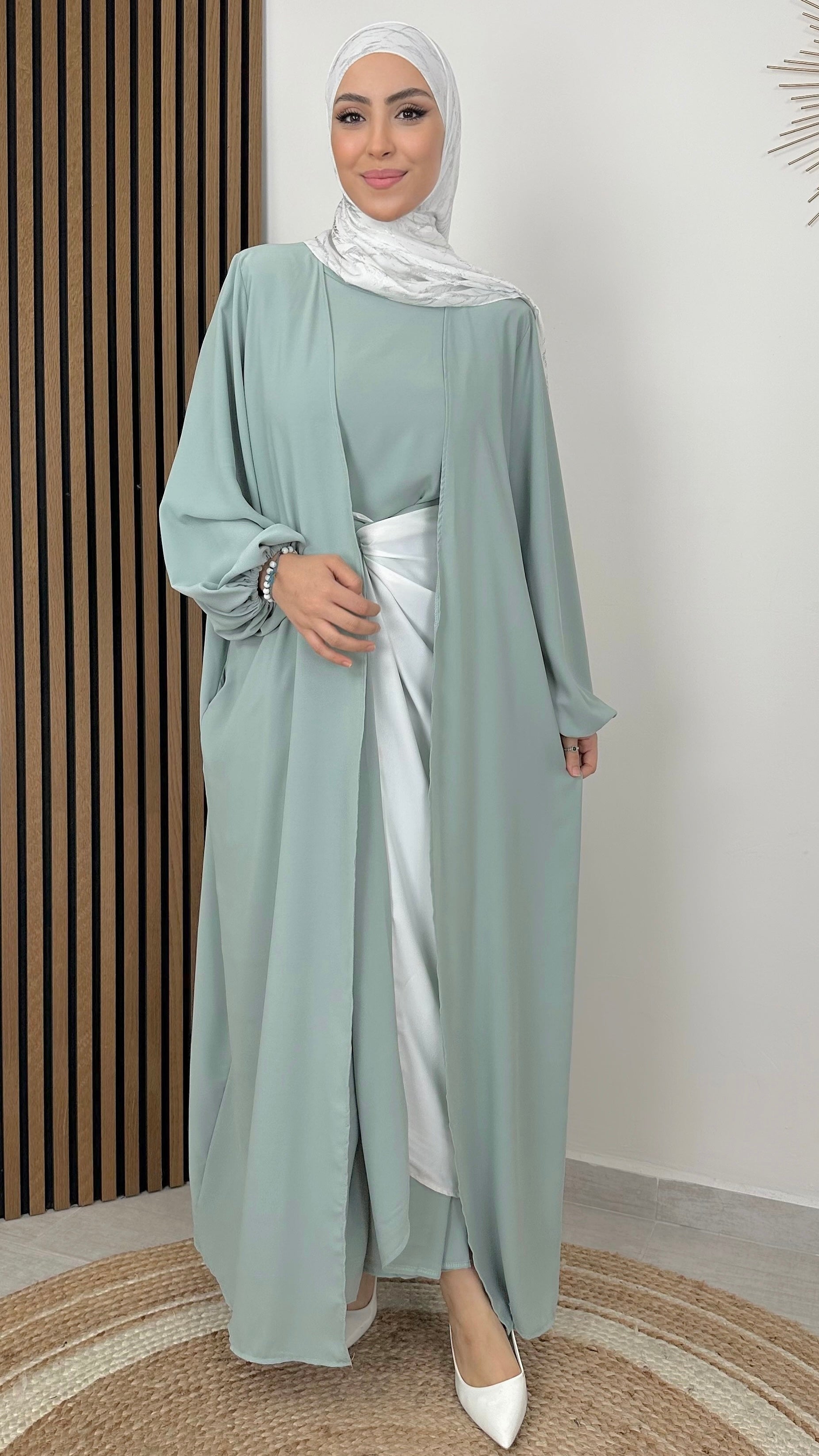 GladThink Abaya Lunga A Pipistrello 2 Pezzi Con Hijab E Gonna - Moda Musulmana, Tessuto Morbido