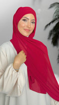 Load image into Gallery viewer, Quick hijab rosso - Hijab- foulard-pronto da mettere- cuffia in viscosa- rosso-  incrociato- hijab paradise
