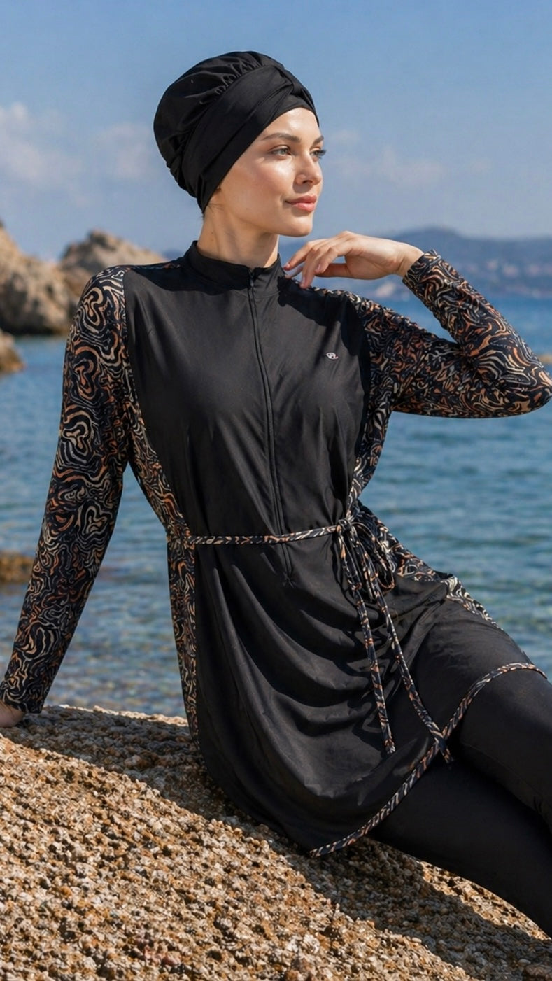 Burkini Marina Flow – nero - Hijab Paradise 