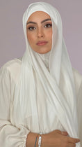 Charger l'image dans la visionneuse de la galerie, Hijab, chador, velo, turbante, foulard, copricapo, musulmano, islamico, sciarpa,  trasparente, chiffon crepe Bianco Panna
