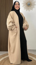 Carica l'immagine nel visualizzatore della galleria, Cappotto Coat Manica a Sbuffo Beige -hijab paradise-donna musulmana - donna - hijab - tasche - maniche larghe 
