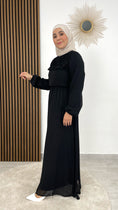 Carica l'immagine nel visualizzatore della galleria, Jolie dress nero,vestito nero, maniche larghe, stretto in vita, Hijab, chiffon 
