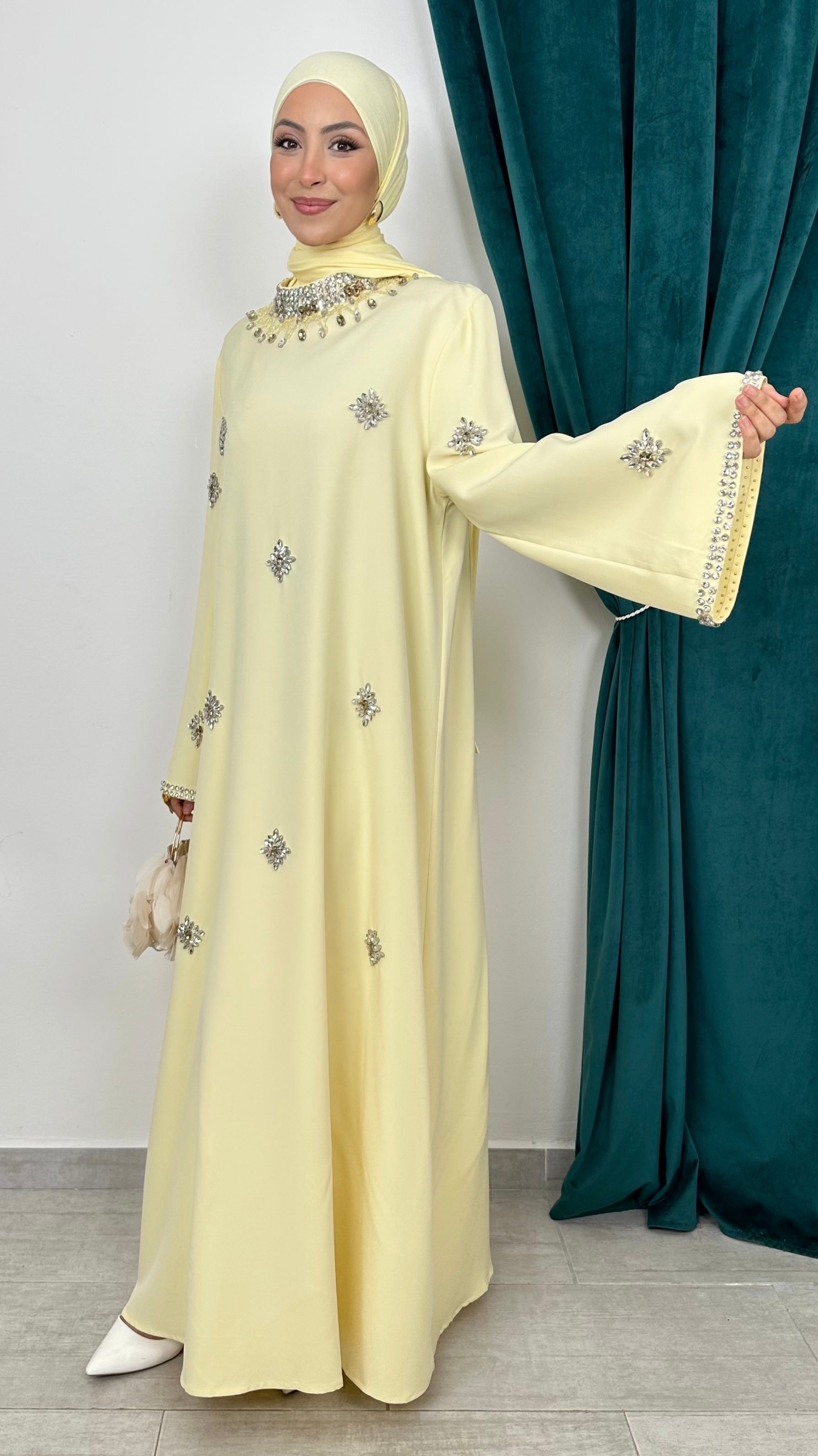 Abaya Imperial Butter Yellow - Hijab Paradise 