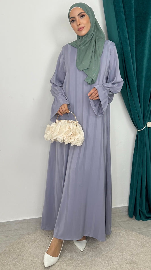 Abaya Satinata Rows Grigio