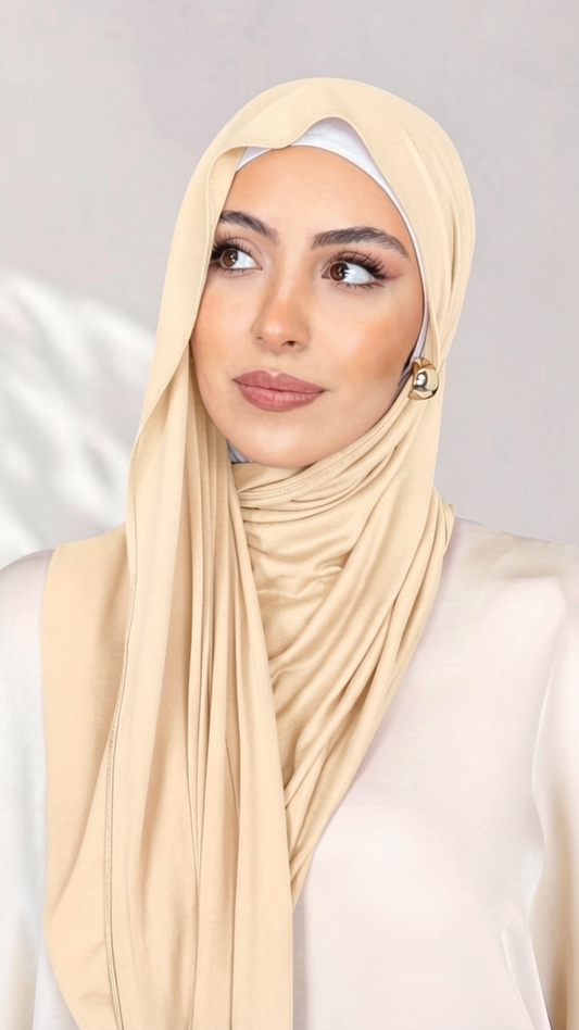 Jersey Hijab - Crema