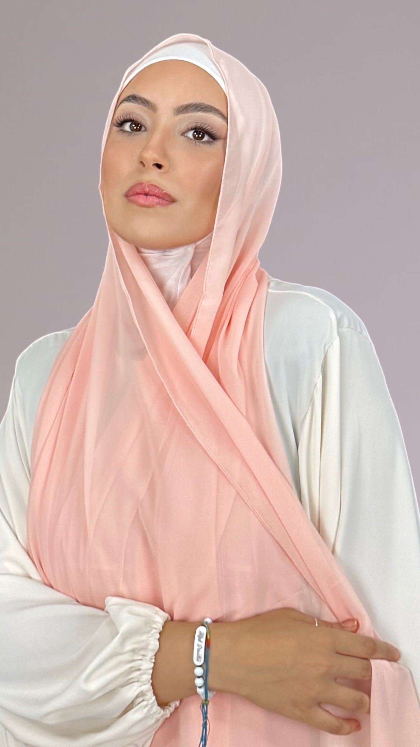 Hijab, chador, velo, turbante, foulard, copricapo, musulmano, islamico, sciarpa,  trasparente, chiffon crepe Rosa baby