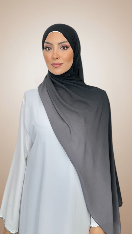Ombre Flow Hijab BlackToGrey
