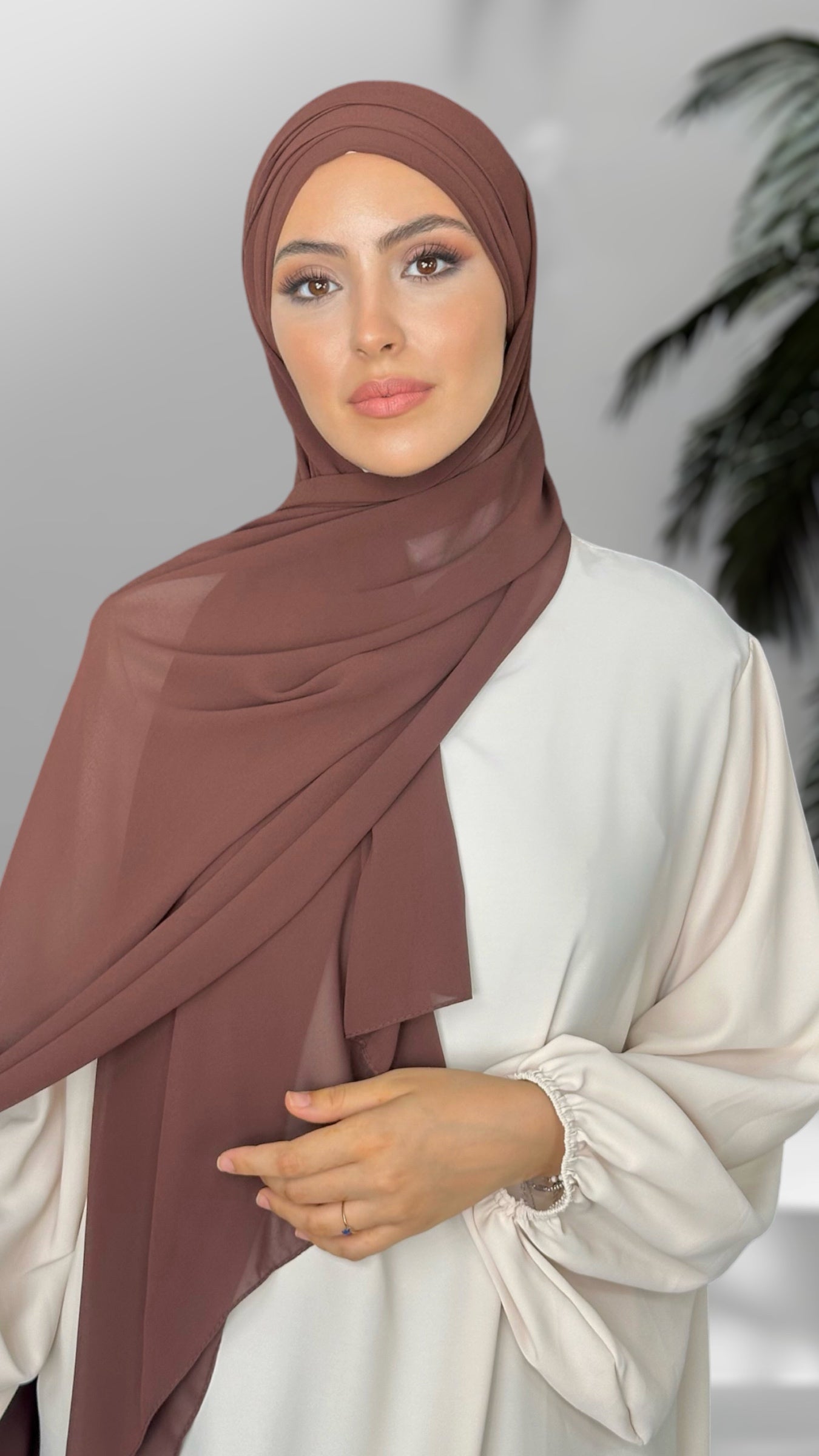 Quick hijab marrone - Hijab- foulard-pronto da mettere- cuffia in viscosa- marrone-  incrociato- hijab paradise