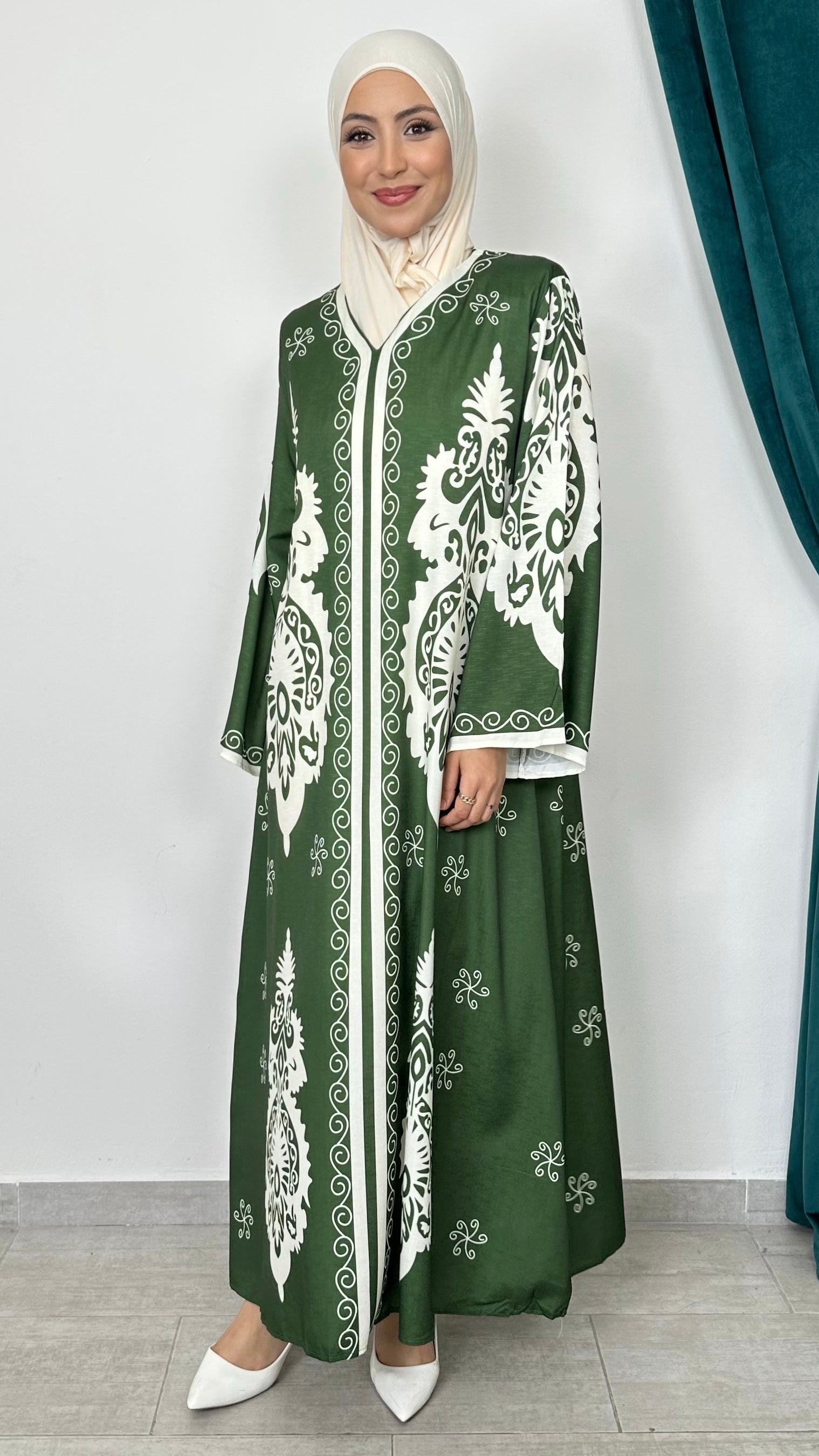 Arabesque Abaya Verde - Hijab Paradise 