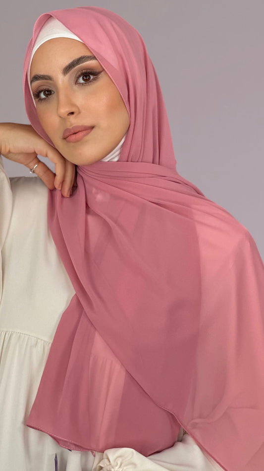 Hijab, chador, velo, turbante, foulard, copricapo, musulmano, islamico, sciarpa,  trasparente, chiffon crepe rosa