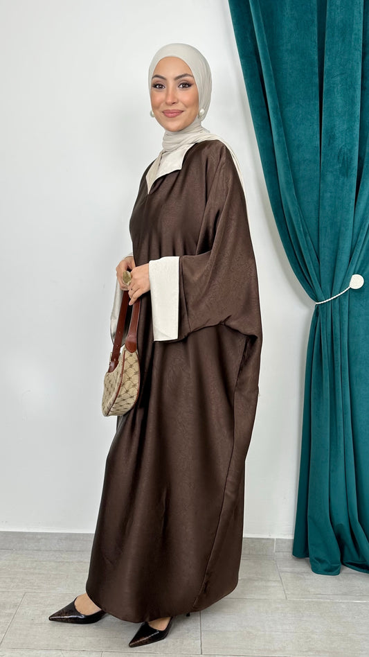 Caftano Satin Lumière Giallo Pastello - Hijab Paradise 