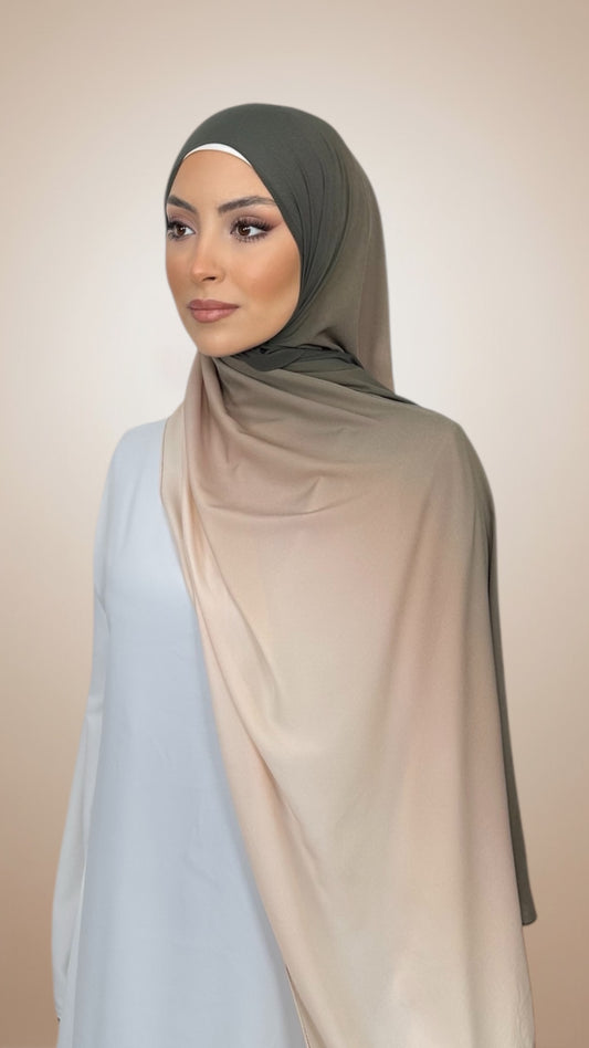 Ombre Flow Hijab Olive Sand
