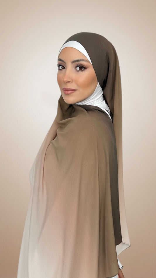 Ombre Flow Hijab Moss Taupe