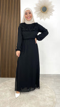 Charger l'image dans la visionneuse de la galerie, Jolie dress nero,vestito nero, maniche larghe, stretto in vita, Hijab, chiffon 
