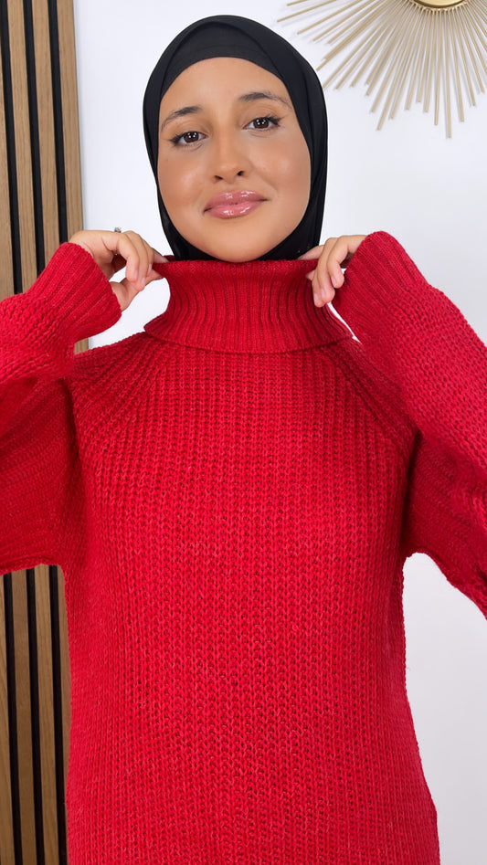 Maglione vestito, collo alto, manica stretta, Hijab Paradise
