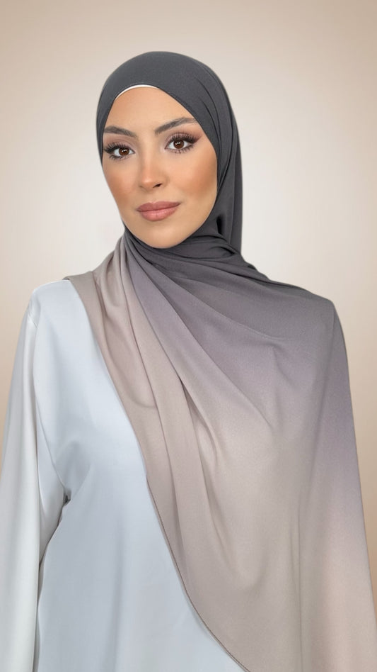 Ombre Flow Hijab Pearl Grey
