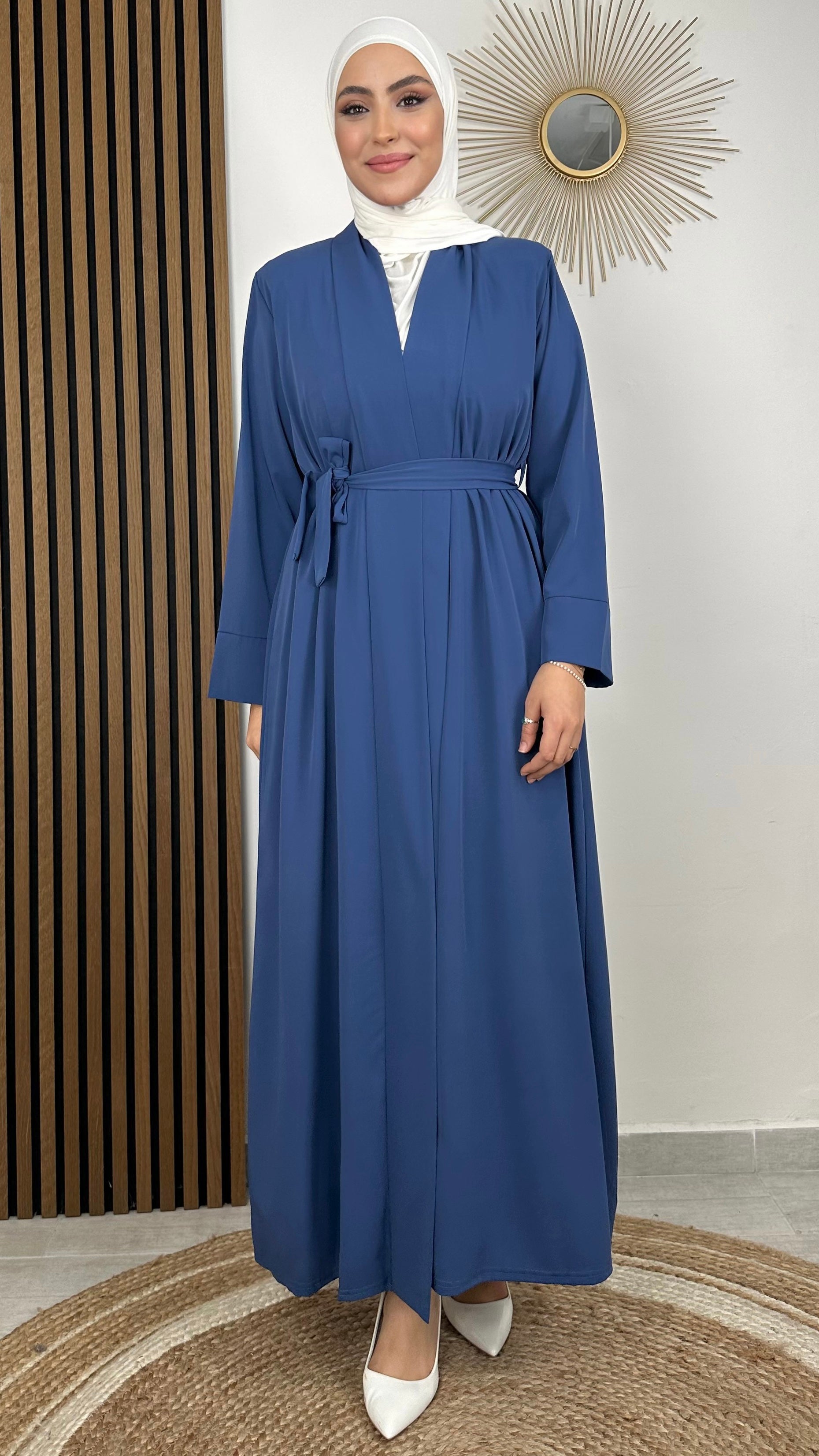Kimono, aperto, tinta unita, Hijab Paradise, cintura in vita, maniche larghe, vestito islamico, vestito modest,  blu
