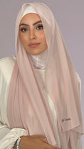 Cargar la imagen en la vista de la galería, Hijab, chador, velo, turbante, foulard, copricapo, musulmano, islamico, sciarpa,  trasparente, chiffon crepe Rosa Nude
