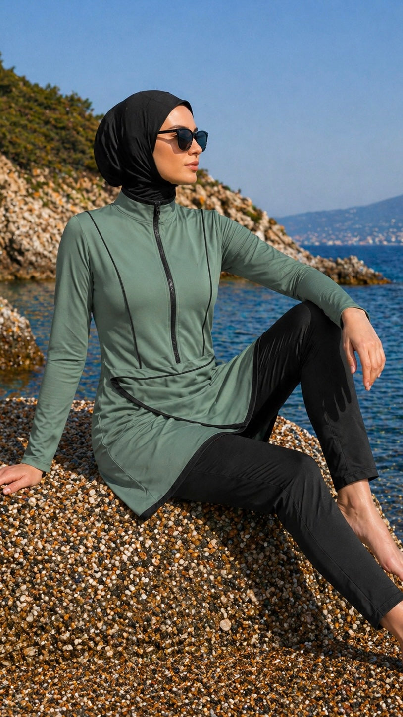Burkini Ocean Grace - verde militare - Hijab Paradise 