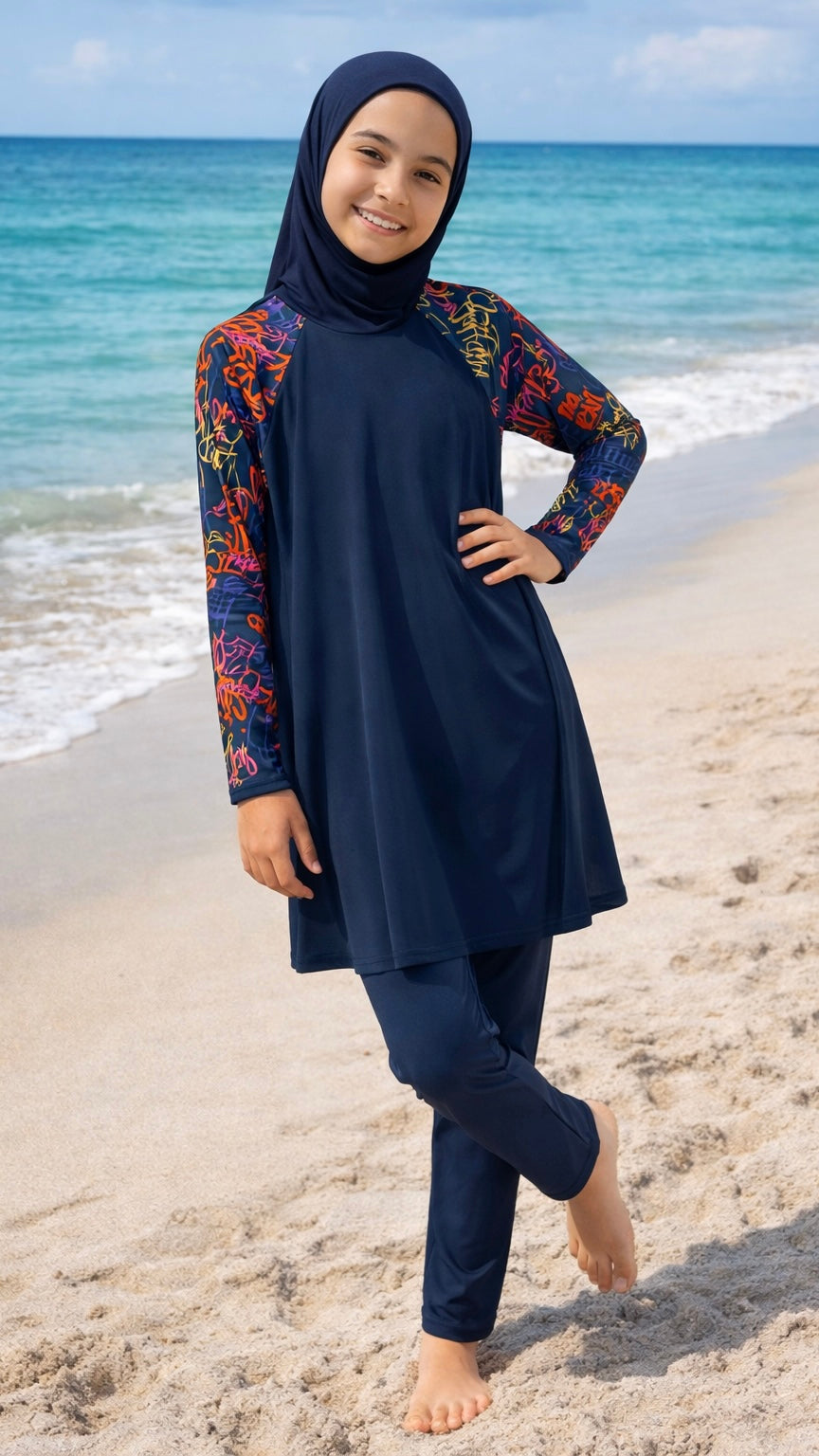 Burkini per bambine - ragazzine blu