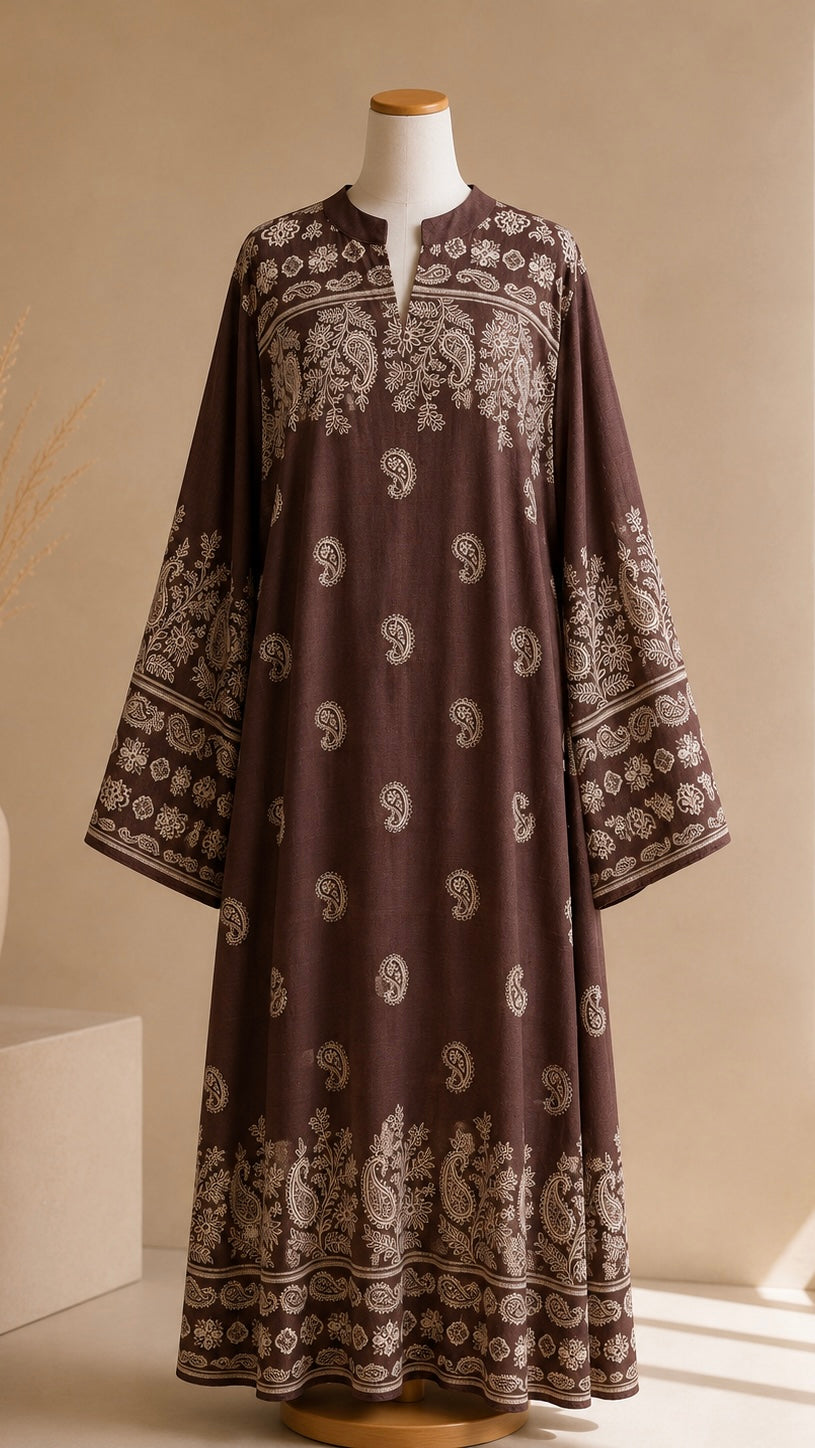 Abaya Bohème Flow Marrone