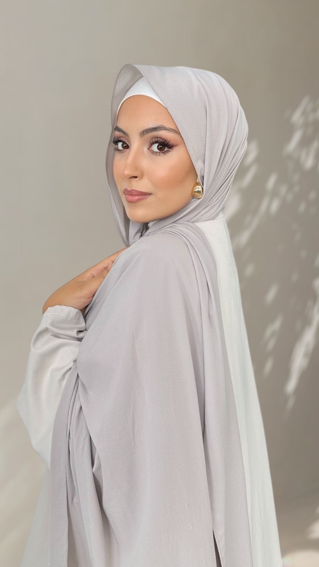 Slim Hijab grigio perla
