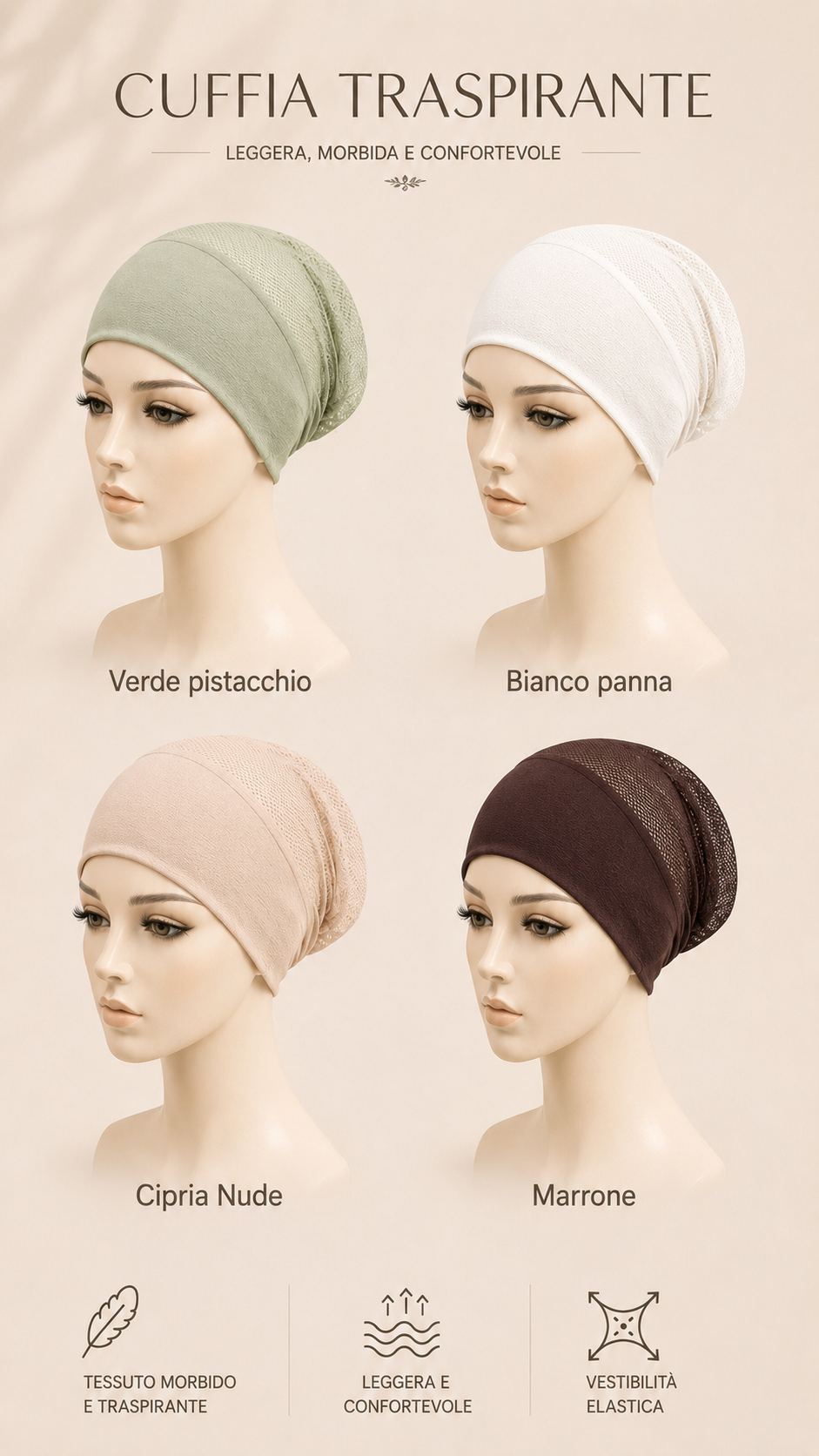 Cuffia con retina trasparente - Hijab Paradise 