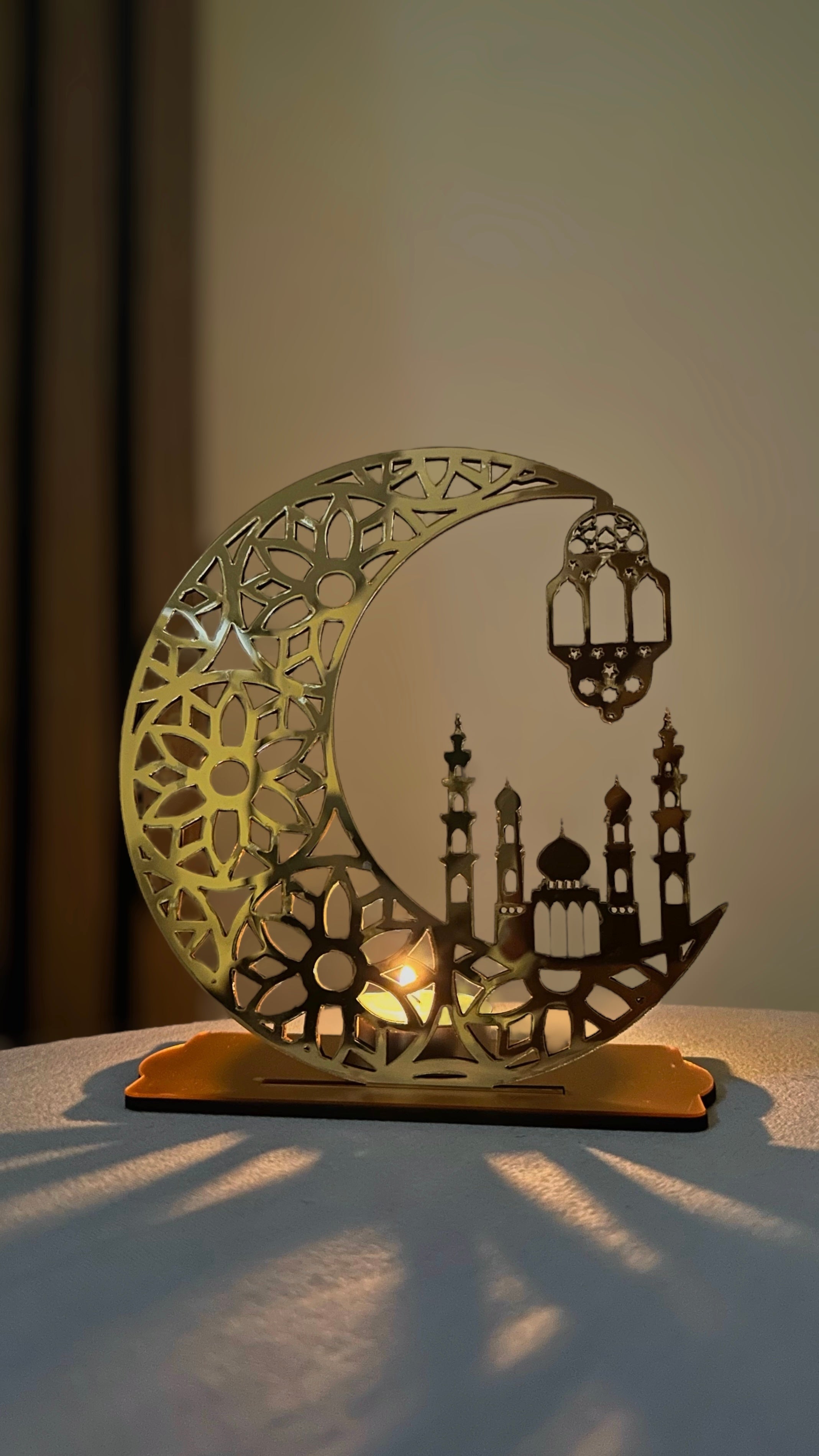 Mezzaluna Ramadan con supporto per candela