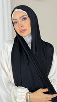 Load image into Gallery viewer, Hijab Jersey nero - orlo Flatlock
