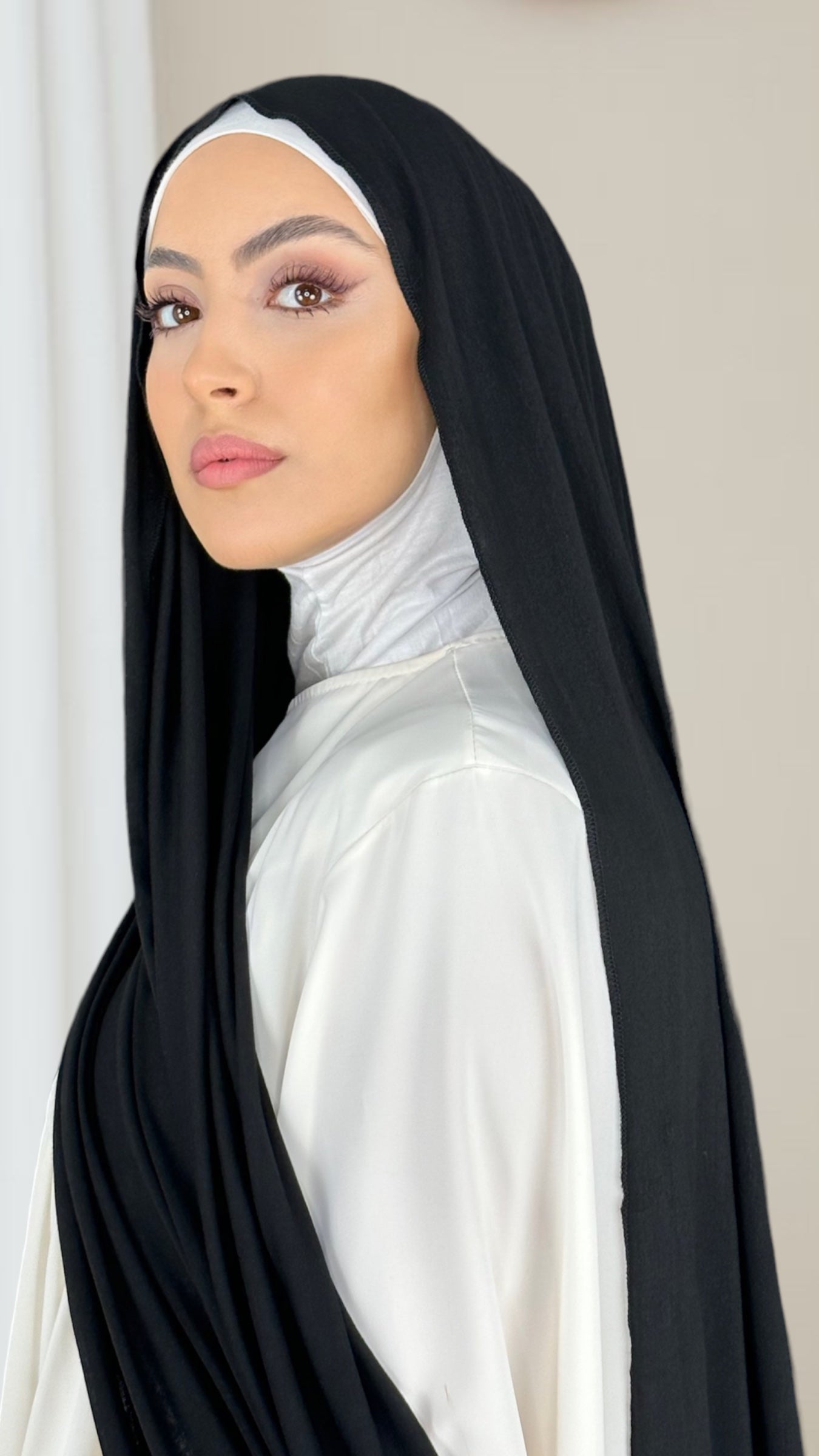 Hijab Jersey nero - orlo Flatlock