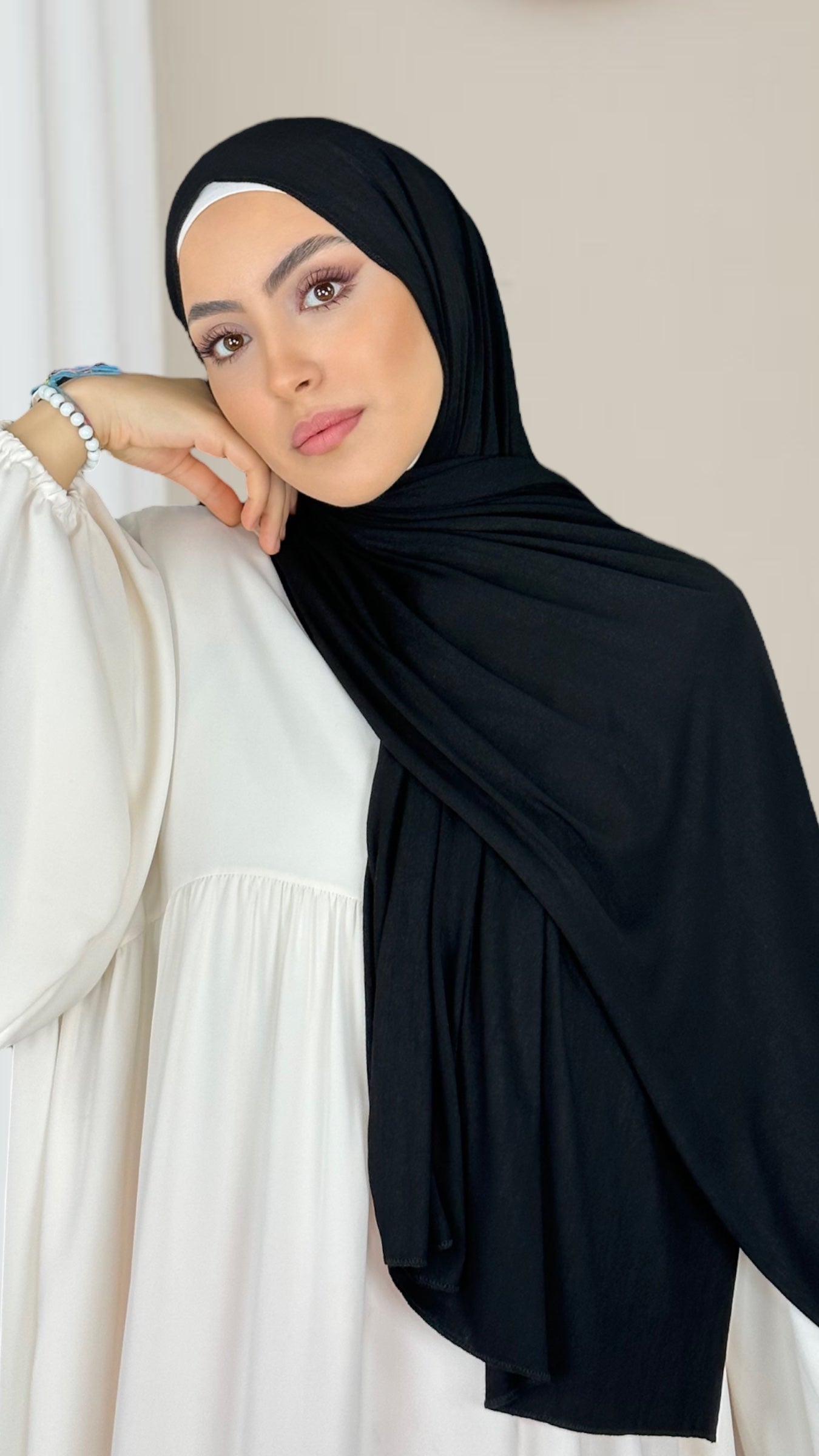 Hijab Jersey nero - orlo Flatlock