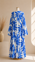 Carica l'immagine nel visualizzatore della galleria, Abaya Tropical Flow Blu
