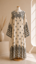 Carica l'immagine nel visualizzatore della galleria, Abaya Bohème Flow Bianco Panna

