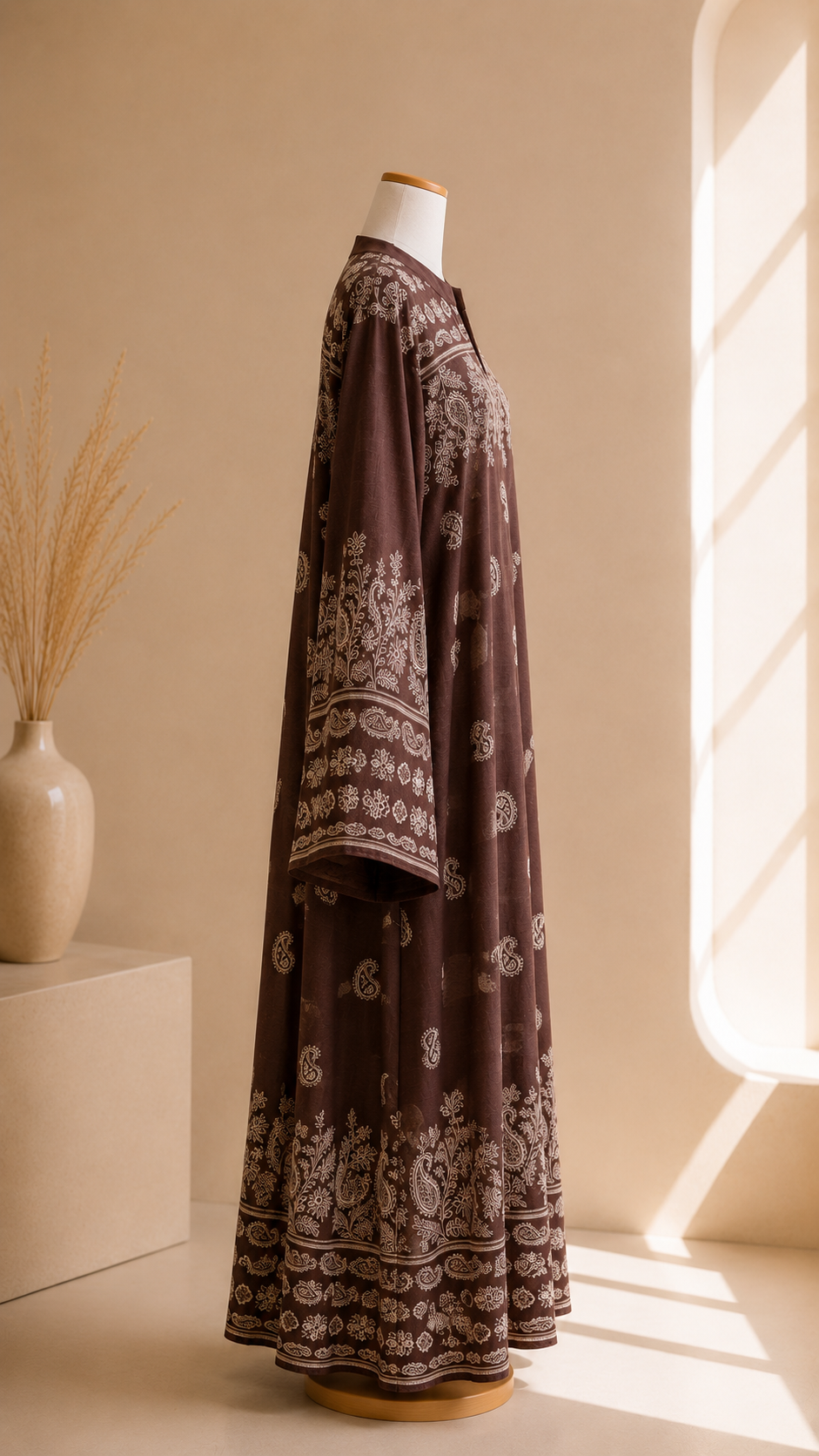Abaya Bohème Flow Marrone